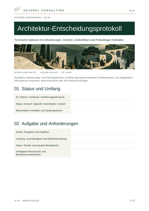 Titelseite: Architektur-Entscheidungsprotokoll