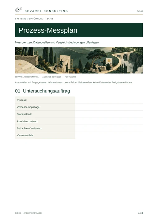Titelseite: Prozess-Messplan