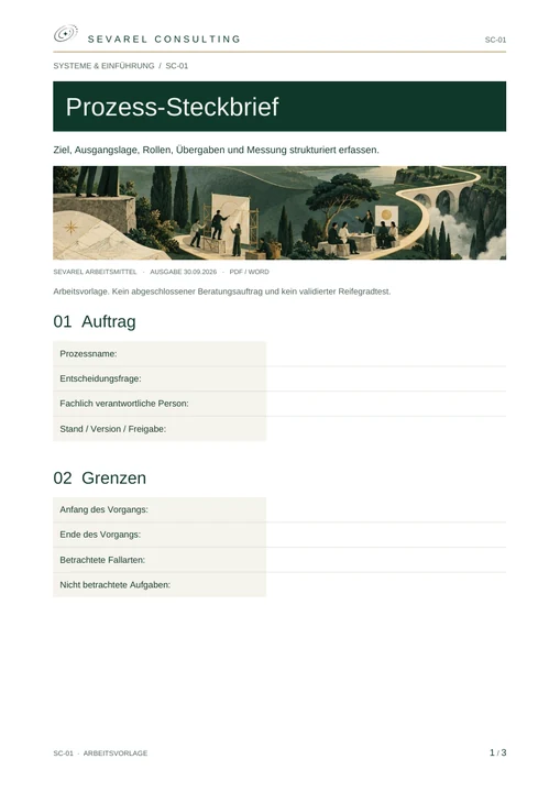 Titelseite: Prozess-Steckbrief